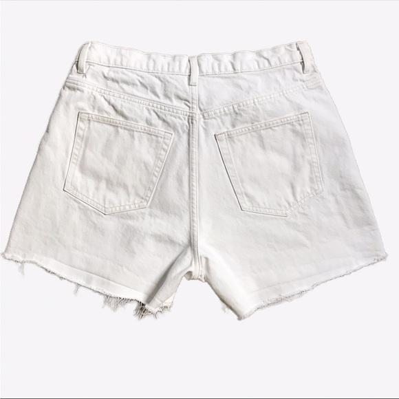 & Other Stories White Denim Button Fly Shorts Size 10 - Picture 2 of 10